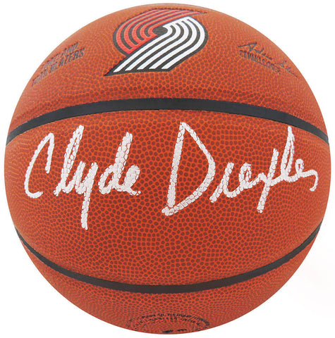 Clyde Drexler Signed Wilson Portland Trailblazers Logo NBA Basketball - SS COA