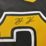 Framed Autographed/Signed Ke'Bryan Hayes 33x42 Pittsburgh Black Jersey BAS COA
