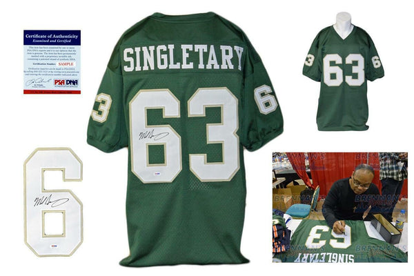 Mike Singletary SIGNED Green Jersey - PSA/DNA Witness - Baylor Bears Autographed