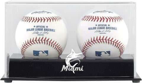 Miami Marlins Two Baseball Cube 2019 Logo Display Case - Fanatics