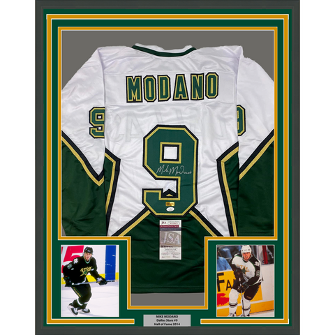 Mike Modano Signed Dallas Stars 35x43 Custom Framed Jersey (JSA Hologram)