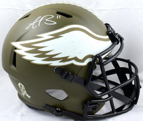 AJ Brown Signed Eagles F/S Salute to Service Speed Helmet-Beckett W Hologram