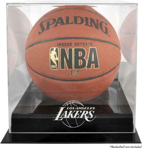 Los Angeles Lakers Black Base Logo Basketball Display Case with Mirror Back