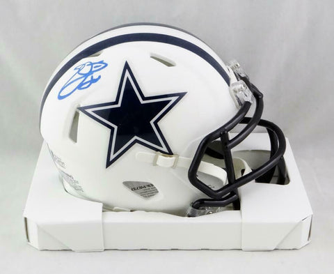 Emmitt Smith Signed Dallas Cowboys Flat White Mini Helmet- Beckett W Auth *Blue