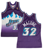 KARL MALONE Autographed Utah Jazz M&N 1996 Purple Road Jersey FANATICS