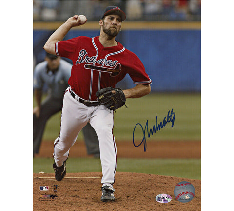 John Smoltz Signed Atlanta Braves Unframed 8x10 MLB Photo - Vertical Red Jersey