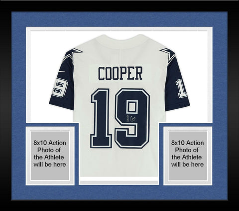 Framed Amari Cooper Dallas Cowboys Signed White Color Rush Nike Limited Jersey