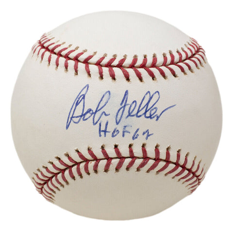 Bob Feller Signed Official MLB Baseball HOF 62 Inscribed MLB Hologram