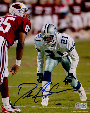 Deion Sanders Autographed/Signed Dallas Cowboys 8x10 Photo Beckett 35985