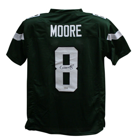 Elijah Moore Autographed/Signed Pro Style Green XL Jersey Beckett BAS 33987