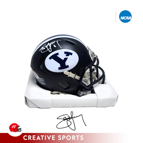 Steve Young Autographed BYU Cougars Alternate Blue Mini Helmet - PSA