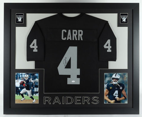 Derek Carr Signed Vegas Raiders 35x43 Framed Jersey (JSA) 3xPro Bowl Quarterback
