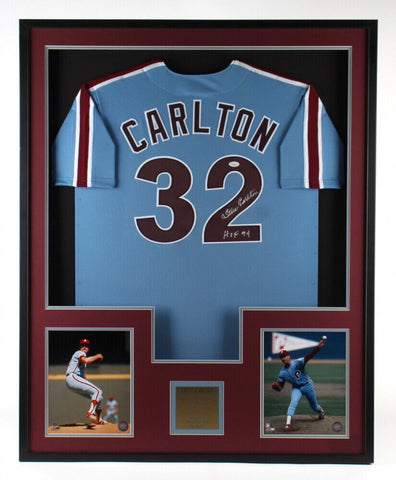 Steve Carlton Philadelphia Phillies Signed 35x43 Framed Jersey Display (JSA)