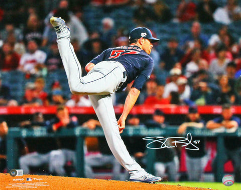 Shane Bieber Autographed Cleveland Indians 16X20 Pitching Side View- BA W Holo