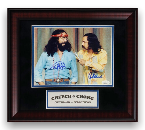 Cheech Marin & Tommy Chong Signed Autographed Photo Framed to 12x14 JSA