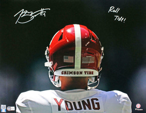 Bryce Young Autographed Alabama Crimson Tide 16x20 Back View w/Roll Tide-BAWHolo