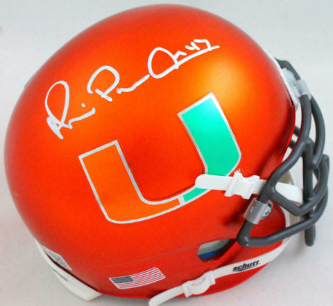 Michael Irvin Signed Miami Hurricanes Orange Schutt Mini Helmet-Beckett W Holo