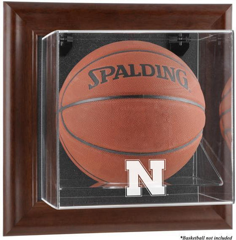 Nebraska Cornhuskers Brown Framed Wall-Mountable Basketball Case