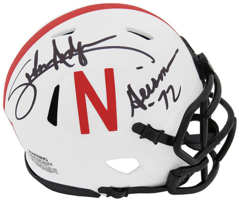 Johnny Rodgers Signed Nebraska Lunar Eclipse Riddell Mini Helmet w/HT'72 -SS COA