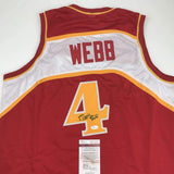 Autographed/Signed SPUD WEBB Atlanta Red Basketball Jersey JSA COA Auto