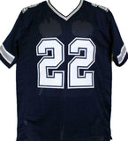 Emmitt Smith Autographed Blue Pro Style Jersey w/White # *R2-Beckett W Hologram