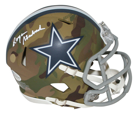 Roger Staubach Autographed/Signed Dallas Cowboys Camo Mini Helmet BAS 32792