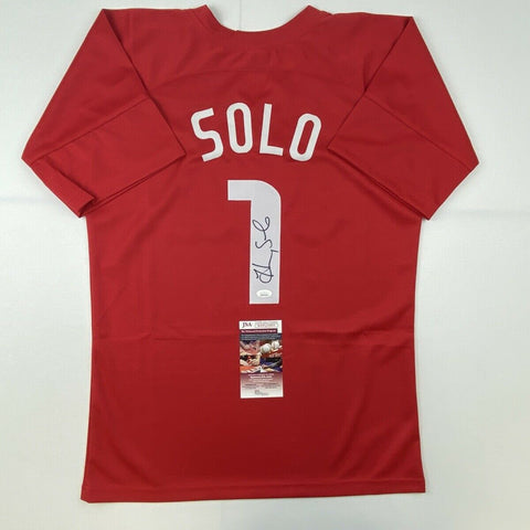 Autographed/Signed HOPE SOLO Red Team USA Soccer USWNT Jersey JSA COA Auto