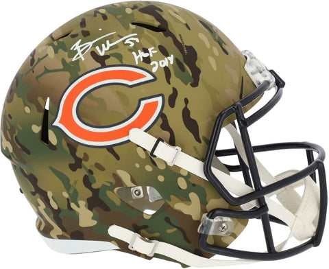 Brian Urlacher Chicago Bears Signed Camo Alternate Replica Helmet & HOF 18 Insc