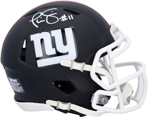 Phil Simms New York Giants Signed Riddell Black Matte Speed Mini Helmet