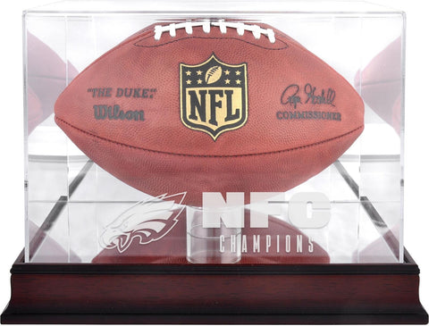 Philadelphia Eagles 2022 NFC Champs Mahogany Football Display Case