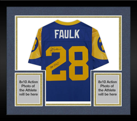 FRMD Marshall Faulk St Loui Rams Signed Mitchell&Ness Rep Jersey w/"HOF 20XI"Ins