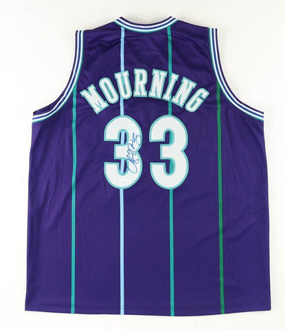 Alonzo Mourning Signed Charlotte Hornets Jersey (JSA) 7xNBA All-Star Center