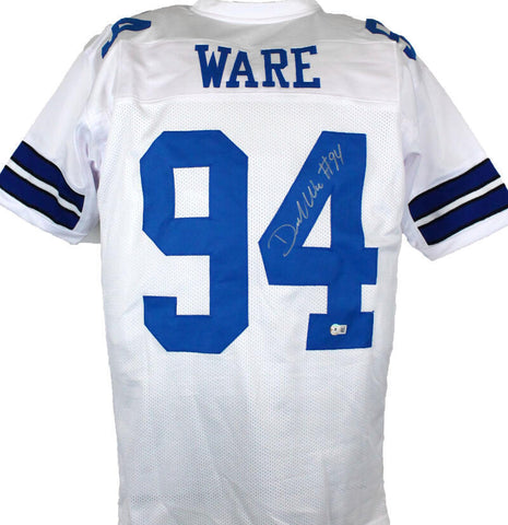 DeMarcus Ware Autographed White Pro Style Jersey-Beckett W Hologram *Silver