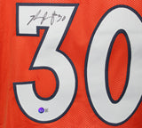 Phillip Lindsay Autographed/Signed Pro Style Orange XL Jersey BAS 34314
