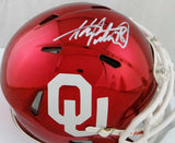 Adrian Peterson Signed Oklahoma Sooners Chrome Mini Helmet - Beckett Auth *White