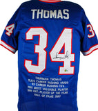 Thurman Thomas Autographed Blue Pro Style JSTAT Jersey-Beckett W Hologram *Black