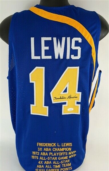 Freddie Lewis Signed Indiana Pacers Jersey (JSA COA) 3xABA Champion Point  Guard