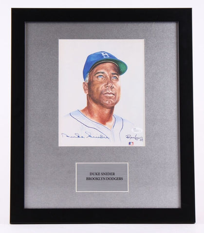 Duke Snider Signed Dodgers 16"x19" Custom Framed Photo Display (JSA COA)