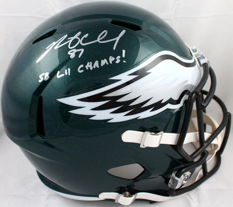 Brent Celek Signed Eagles F/S Speed Helmet w/SB Champs-Beckett W Hologram