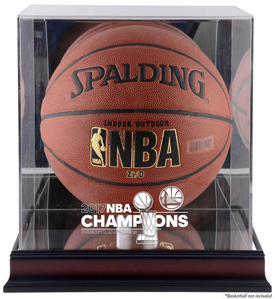 GS Warriors 2017 Finals Champs Basketball Display Case & Mirrored Back
