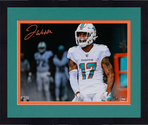 FRMD Jaylen Waddle Dolphins Signed 11x14 Pregame Intro Yelling Photo-17/LE 117