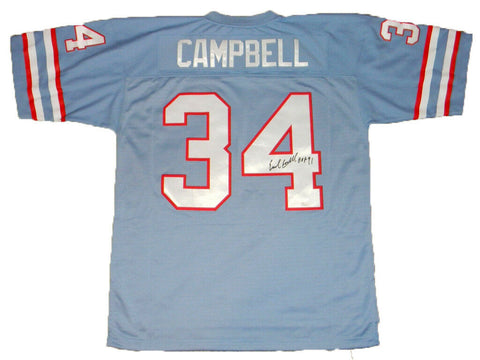 EARL CAMPBELL SIGNED AUTOGRAPHED HOUSTON OILERS #34 MITCHELL & NESS JERSEY JSA