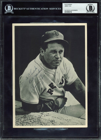 Red Sox Jimmie Foxx "Best Wishes" Authentic Signed 6.5x9 Photo BAS Slabbed
