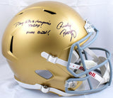Rudy Ruettiger Signed Notre Dame Riddell F/S Speed Helmet w/2 Insc.-BeckettWHolo