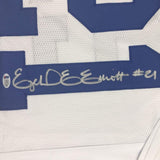 FRAMED Autographed/Signed EZEKIEL ELLIOTT 33x42 Dallas White Jersey Beckett COA