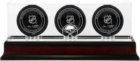 Buffalo Sabres Mahogany Three Hockey Puck Logo Display Case