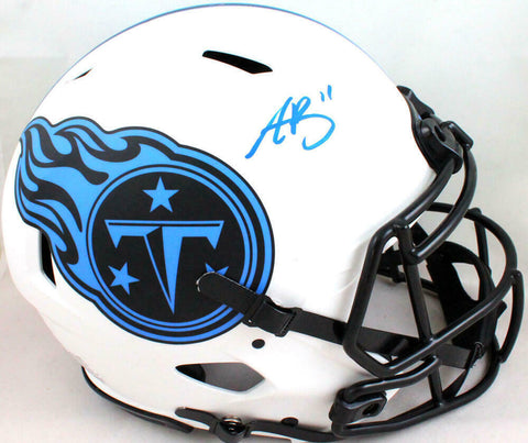 AJ Brown Signed Tennessee Titans Authentic Lunar FS Helmet- Beckett W *LT BLUE