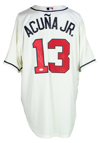 Ronald Acuna Jr. Signed Atlanta Braves White Nike Baseball Jersey JSA ITP