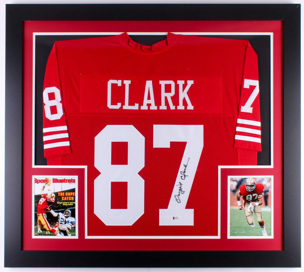 Dwight Clark Signed 49ers 31x35 Custom Framed Jersey (Beckett Holo) "The Catch"