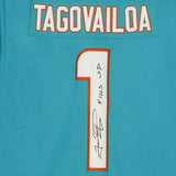 FRMD Tua Tagovailoa Dolphins Signed Aqua Nike Limited Jersey w/"Fins Up!"Inc
